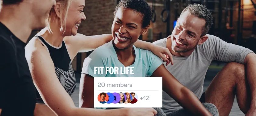 Members of "Fit For Life" group after a workout session, happy.