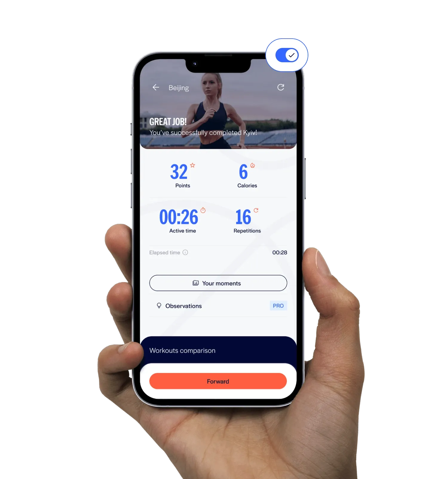 Person using smartphone with AI technology for fitness tracking